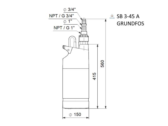 Колодезный насос GRUNDFOS SB 3-45 A 92712340 купить в интернет-магазине «НасосВДом» Киев Украина