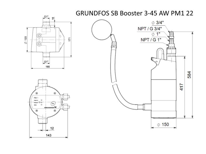 Колодезный насос GRUNDFOS SB Booster 3-45 AW 97904043 купить в интернет-магазине «НасосВДом» Киев Украина