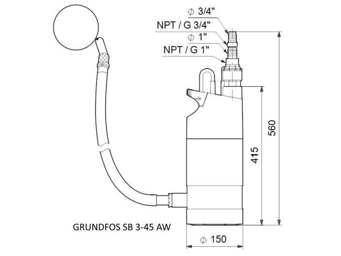 Колодязний насос GRUNDFOS SB 3-45 AW купити в інтернет-магазині «НасосВДом» Київ Україна