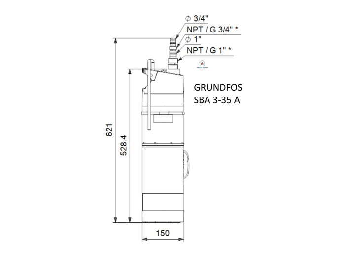 Колодезный насос GRUNDFOS SBA 3-35 A 97896286 купить в интернет-магазине «НасосВДом» Киев Украина