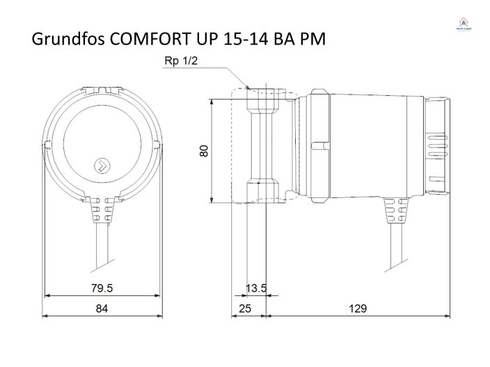 Циркуляционный насос Grundfos COMFORT UP 15-14 BА РМ с функцией AUTOADAPT (97916757) купить в интернет-магазине «НасосВДом» Киев Украина