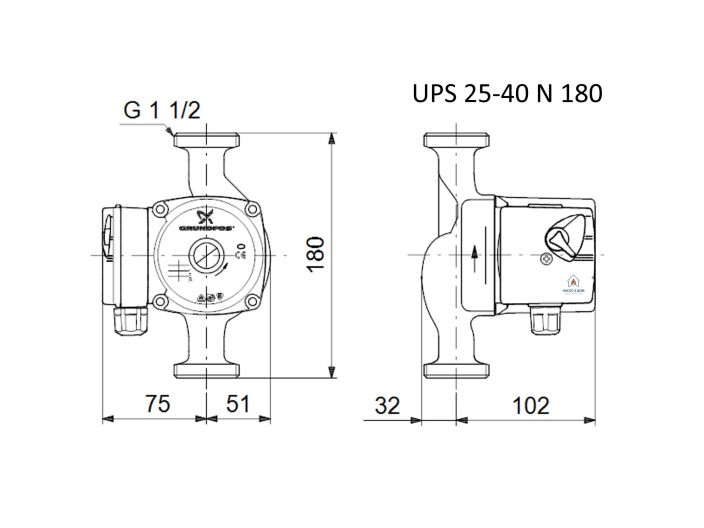 Циркуляційний насос Grundfos UPS 25-40 N 180 (96913060) купити в інтернет-магазині «НасосВДом» Київ Україна