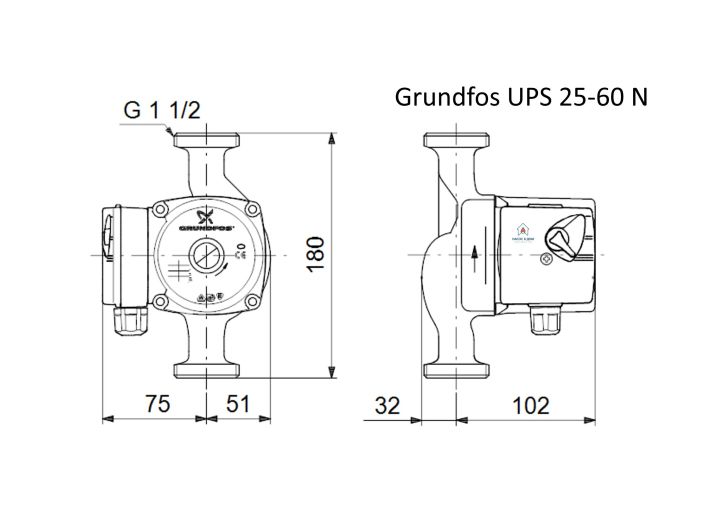 Циркуляційний насос Grundfos UPS 25-60 N 180 96913085 купити в інтернет-магазині «НасосВДом» Київ Україна