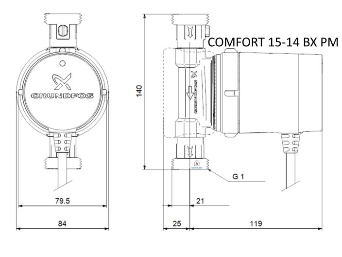 Циркуляционный насос Grundfos COMFORT 15-14 BX PM (97916772) купить в интернет-магазине «НасосВДом» Киев Украина