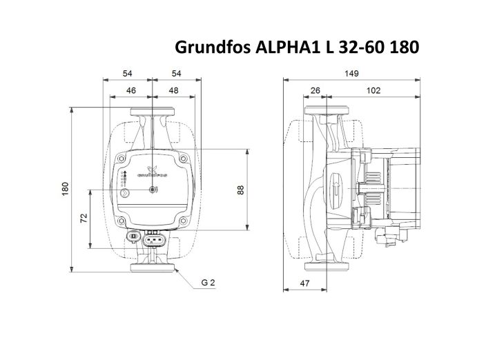 Насос циркуляционный Grundfos ALPHA1 L 32-60 180 (99160590) купить в интернет-магазине «НасосВДом» Киев Украина