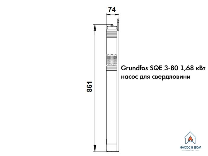 Насос для скважины Grundfos SQE3-80 1,55 кВт 96510160 купить в интернет-магазине «НасосВДом» Киев Украина