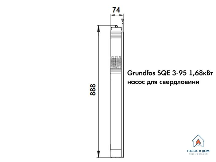 Насос для свердловини Grundfos SQE3-95 1,55кВт купити в інтернет-магазині «НасосВДом» Київ Україна