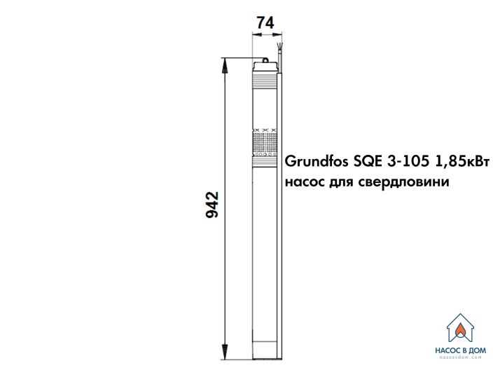 Насос для скважины Grundfos SQE3-105 1,85кВт 96510162 купить в интернет-магазине «НасосВДом» Киев Украина
