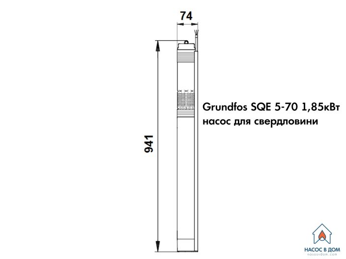 Насос для свердловини Grundfos SQE5-70 1,85кВт 96510168 купити в інтернет-магазині «НасосВДом» Київ Україна