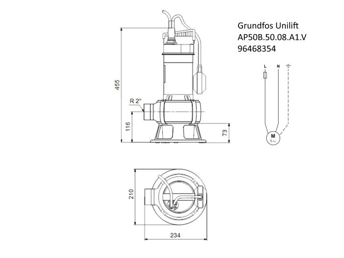 Насос для дренажу Grundfos Unilift AP50B.50.08.A1.V (96468354) купити в інтернет-магазині «НасосВДом» Київ Україна