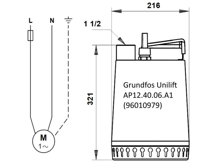 Насос для дренажу Grundfos Unilift AP12.40.06.A1 (96010979) купити в інтернет-магазині «НасосВДом» Київ Україна