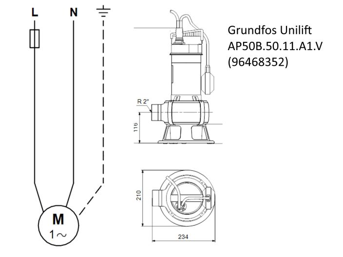 Насос для дренажу Grundfos Unilift AP50B.50.11.A1.V (96468352) купити в інтернет-магазині «НасосВДом» Київ Україна
