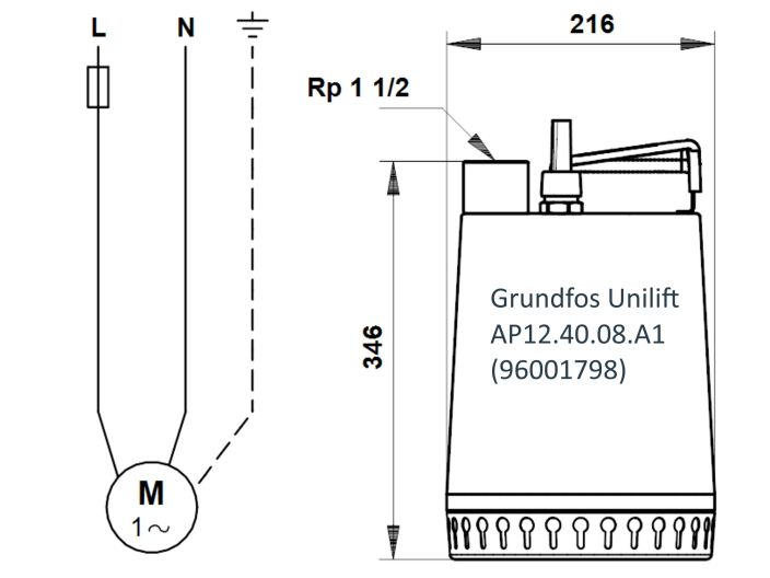 Насос для дренажу Grundfos Unilift AP12.40.08.A1 (96001798) купити в інтернет-магазині «НасосВДом» Київ Україна
