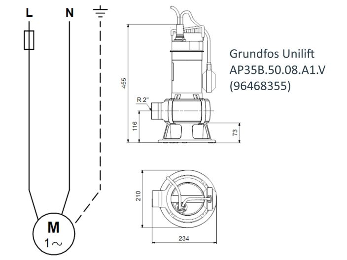 Насос для дренажу Grundfos Unilift AP35B.50.08.A1.V (96468355) купити в інтернет-магазині «НасосВДом» Київ Україна