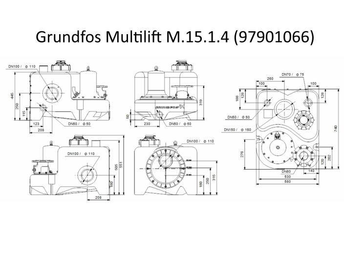 Канализационная насосная станция Grundfos Multilift M.15.1.4 (97901066) купить в интернет-магазине «НасосВДом» Киев Украина