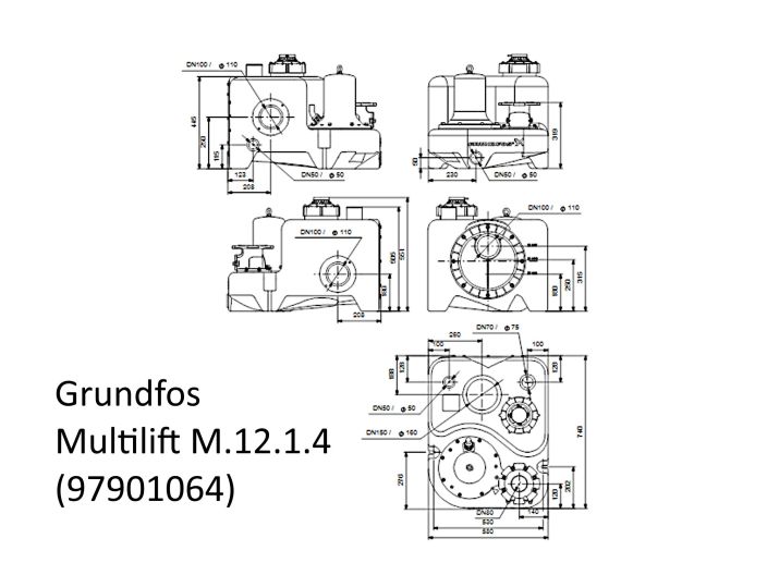 Канализационная насосная станция Grundfos Multilift M.12.1.4 (97901064) купить в интернет-магазине «НасосВДом» Киев Украина