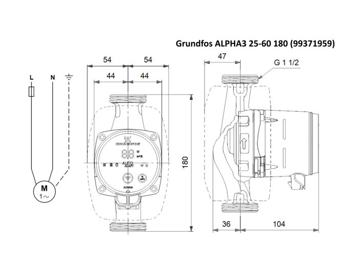 Насос циркуляційний Grundfos ALPHA3 25-60 180 (99371959) купити в інтернет-магазині «НасосВДом» Київ Україна