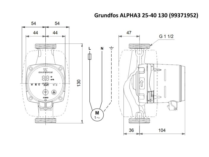 Насос циркуляционный Grundfos ALPHA3 25-40 130 (99371952) купить в интернет-магазине «НасосВДом» Киев Украина