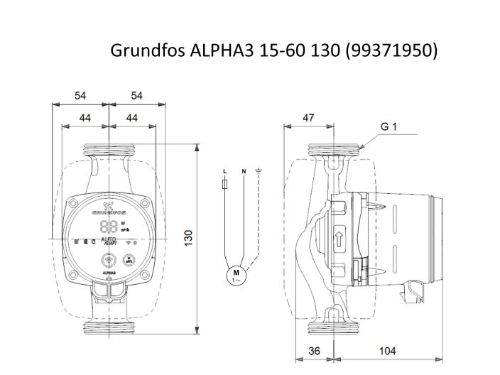 Насос циркуляционный Grundfos ALPHA3 15-60 130 (99371950) купить в интернет-магазине «НасосВДом» Киев Украина