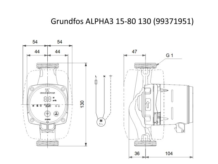 Насос циркуляционный Grundfos ALPHA3 15-80 130 (99371951) купить в интернет-магазине «НасосВДом» Киев Украина