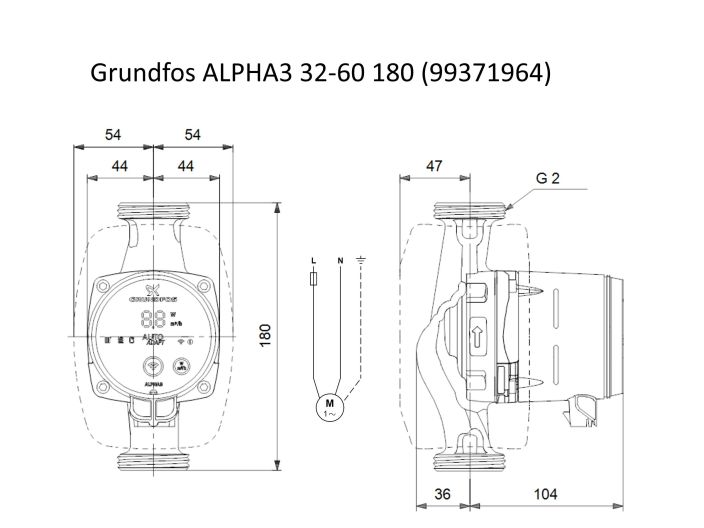 Насос циркуляционный Grundfos ALPHA3 32-60 180 (99371964) купить в интернет-магазине «НасосВДом» Киев Украина
