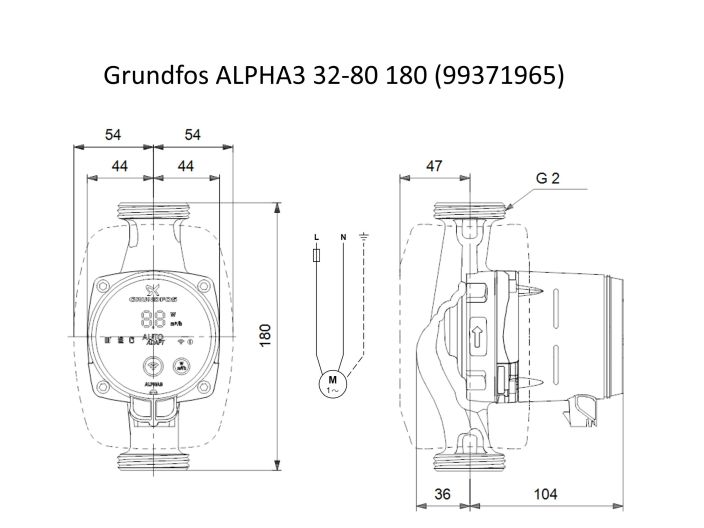 Насос циркуляционный Grundfos ALPHA3 32-80 180 (99371965) купити в інтернет-магазині «НасосВДом» Київ Україна
