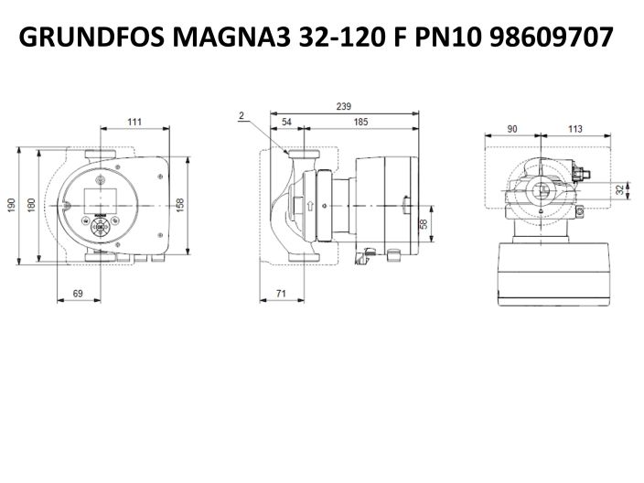Регулируемый циркуляционный насос GRUNDFOS MAGNA3 32-120 PN10 98609707 купить в интернет-магазине «НасосВДом» Киев Украина