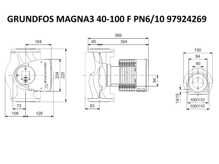 Регульований циркуляційний насос GRUNDFOS MAGNA3 40-100 F PN6/10 97924269 купити в інтернет-магазині «НасосВДом» Київ Україна