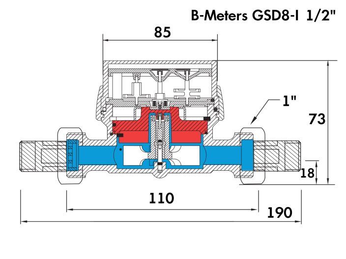 Счётчик B-Meters GSD8-I Ду 15 для горячей воды купить в интернет-магазине «НасосВДом» Киев Украина