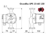 Циркуляционный насос Grundfos UPS 15-60 130 (96281471) купить в интернет-магазине «НасосВДом» Киев Украина