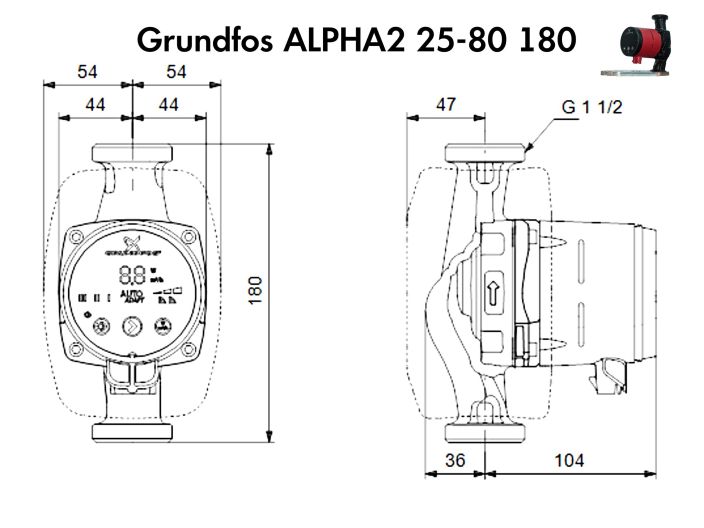 Циркуляційний насос Grundfos ALPHA2 25-80 180 (99411178) купити в інтернет-магазині «НасосВДом» Київ Україна