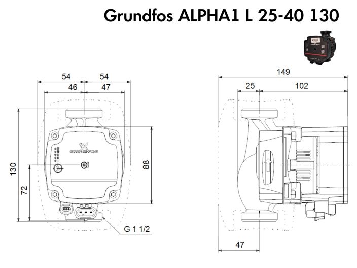 Насос циркуляционный Grundfos ALPHA1 L 25-40 130 (99160578) купить в интернет-магазине «НасосВДом» Киев Украина