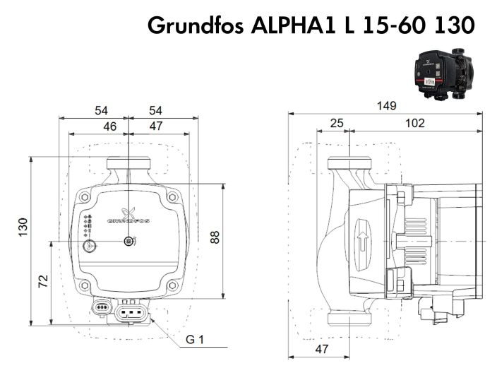 Насос циркуляционный Grundfos ALPHA1 L 15-60 130 (99160574) купить в интернет-магазине «НасосВДом» Киев Украина
