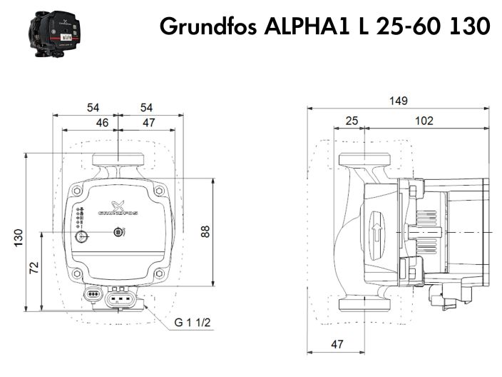 Насос циркуляционный Grundfos ALPHA1 L 25-60 130 (99160583) купить в интернет-магазине «НасосВДом» Киев Украина