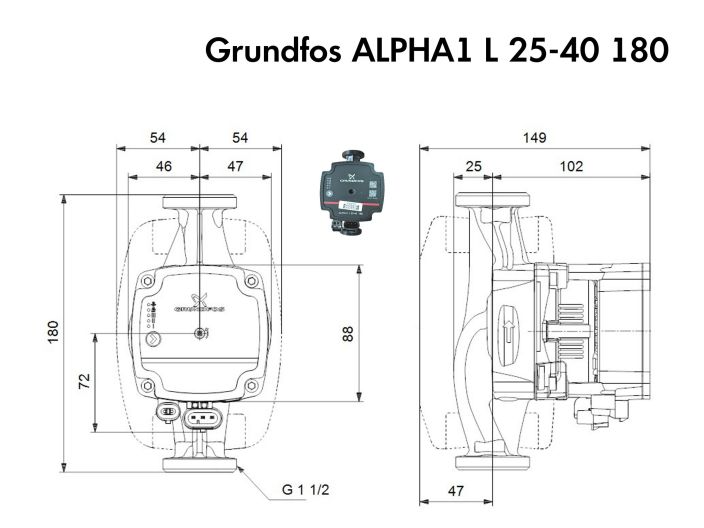 Насос циркуляційний Grundfos ALPHA1 L 25-40 180 (99160579) купити в інтернет-магазині «НасосВДом» Київ Україна