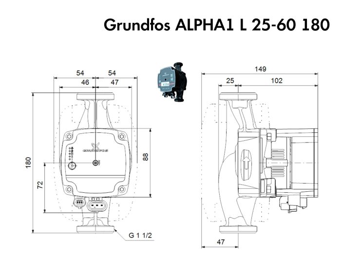 Насос циркуляционный Grundfos ALPHA1 L 25-60 180 (99160584) купить в интернет-магазине «НасосВДом» Киев Украина