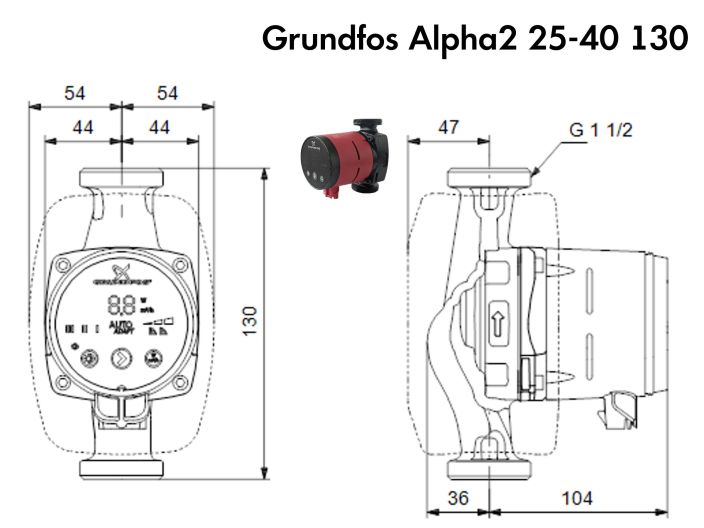 Циркуляционный насос Grundfos Alpha2 25-40 130 (99411143) купить в интернет-магазине «НасосВДом» Киев Украина