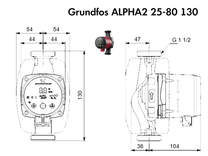 Циркуляционный насос Grundfos ALPHA2 25-80 130 (99411163) купить в интернет-магазине «НасосВДом» Киев Украина