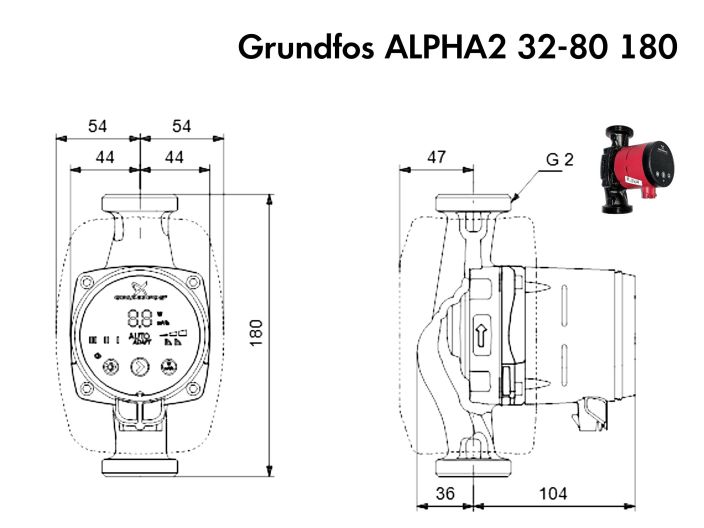 Циркуляційний насос Grundfos ALPHA2 32-80 180 98676766 купити в інтернет-магазині «НасосВДом» Київ Україна