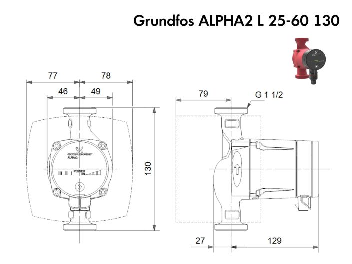 Циркуляционный насос Grundfos ALPHA2 L 25-60 130 (95047563) купить в интернет-магазине «НасосВДом» Киев Украина