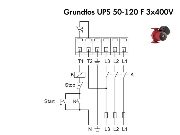 Насос циркуляционный фланцевый Grundfos UPS 50-120 F 3х400V 96402103 купить в интернет-магазине «НасосВДом» Киев Украина