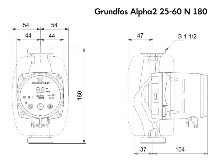 Циркуляционный насос Grundfos Alpha2 25-60 N 180 (99411424) купить в интернет-магазине «НасосВДом» Киев Украина