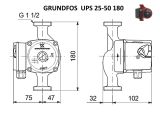 Циркуляционный насос Grundfos UPS 25-50 180 96281432 купить в интернет-магазине «НасосВДом» Киев Украина