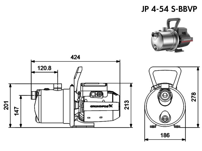 Поверхностный насос Grundfos JP 4-54 S-BBVP (99458768) купить в интернет-магазине «НасосВДом» Киев Украина