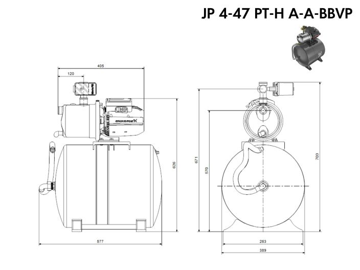 Насосна станція Grundfos JP 4-47 PT-H 60L BBVP (99594664) купити в інтернет-магазині «НасосВДом» Київ Україна