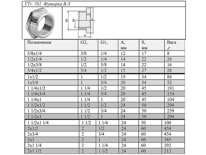 VTr.581.N.0908 Переходник (футорка) НВ 2' х 1 1/2' Valtec купить в интернет-магазине «НасосВДом» Киев Украина
