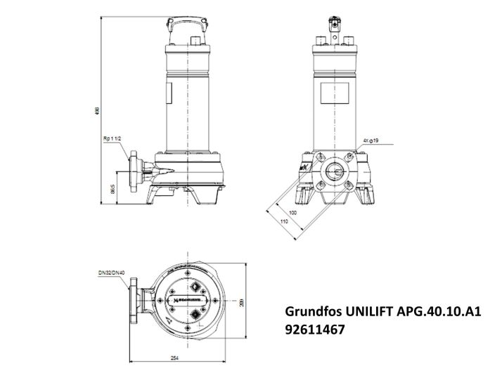 Каналізаційний насос Grundfos UNILIFT APG.40.10.A1 (92611467) купити в інтернет-магазині «НасосВДом» Київ Україна