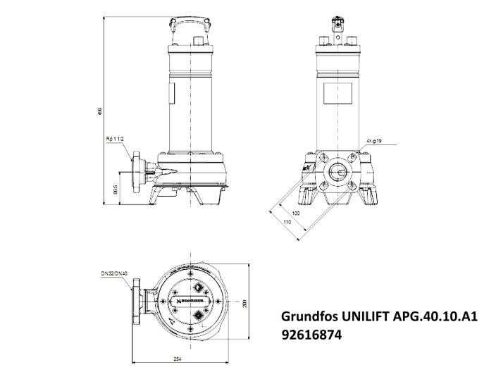 Канализационный насос Grundfos UNILIFT APG.40.10.A1 (92616874) купить в интернет-магазине «НасосВДом» Киев Украина
