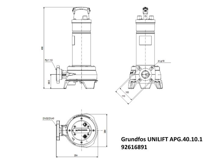 Канализационный насос Grundfos UNILIFT APG.40.10.1 (92616891) купить в интернет-магазине «НасосВДом» Киев Украина