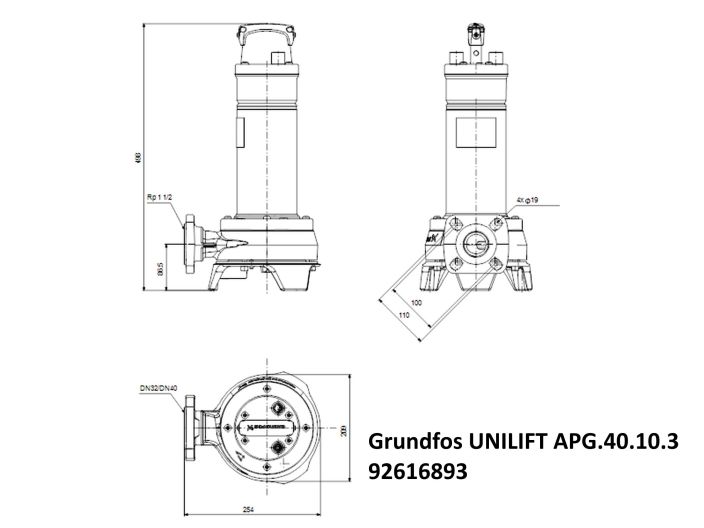Каналізаційний насос Grundfos UNILIFT APG.40.10.3 (92616893) купити в інтернет-магазині «НасосВДом» Київ Україна